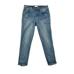 Nicole Miller Studio‎ Denim Distressed Jeans Size 10 Raw Hem Light Wash